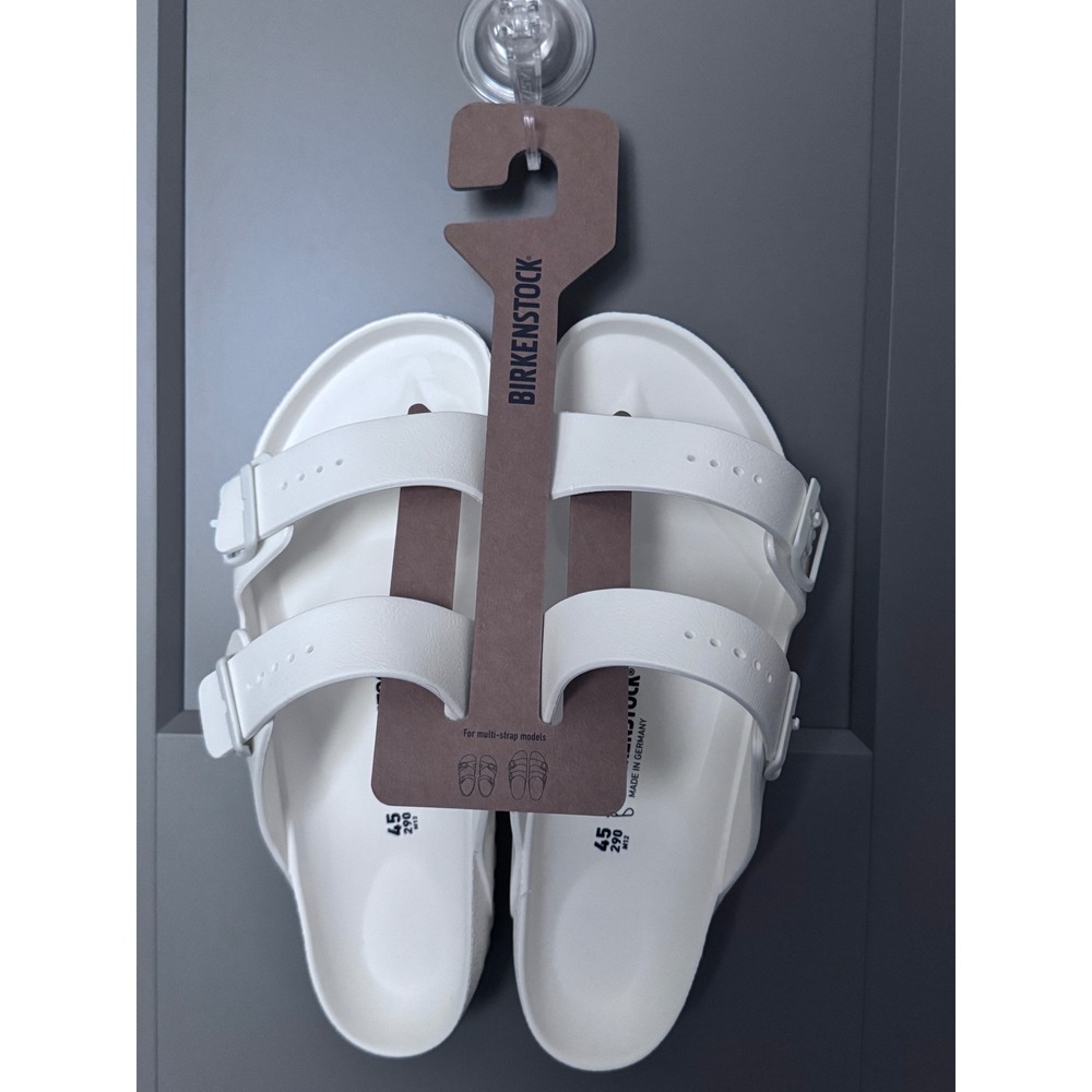 New Mens Birkenstock Sandals Slide Size 45 Mens 12- White Arizona Essentials Eva